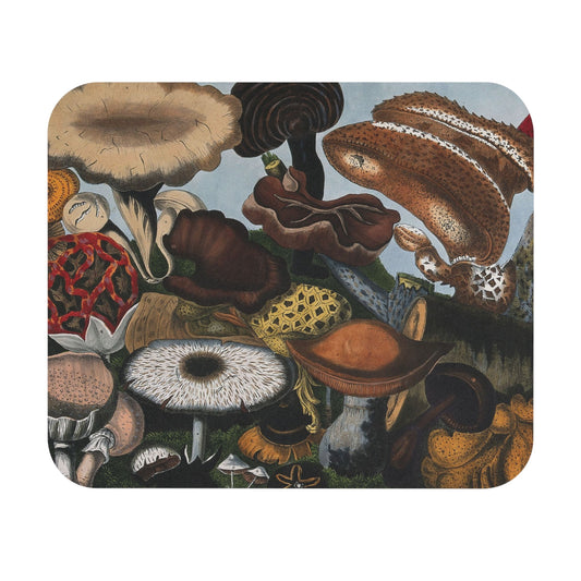 Vintage Mushroom Mouse Pad showcasing retro mushrooms painting, adding nostalgia to desk and office decor.
