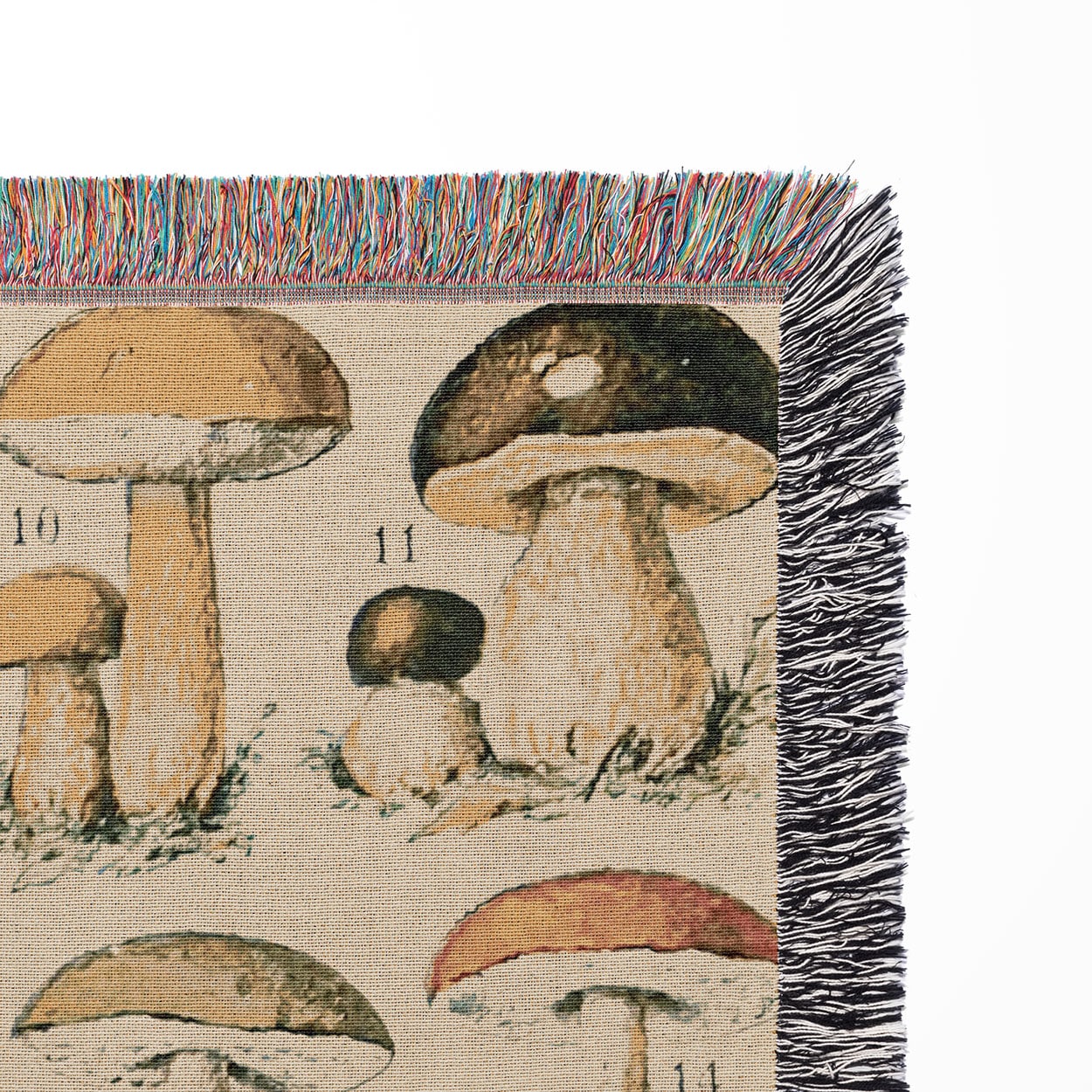 Vintage Mushroom Woven Blanket Woven Blanket Close Up