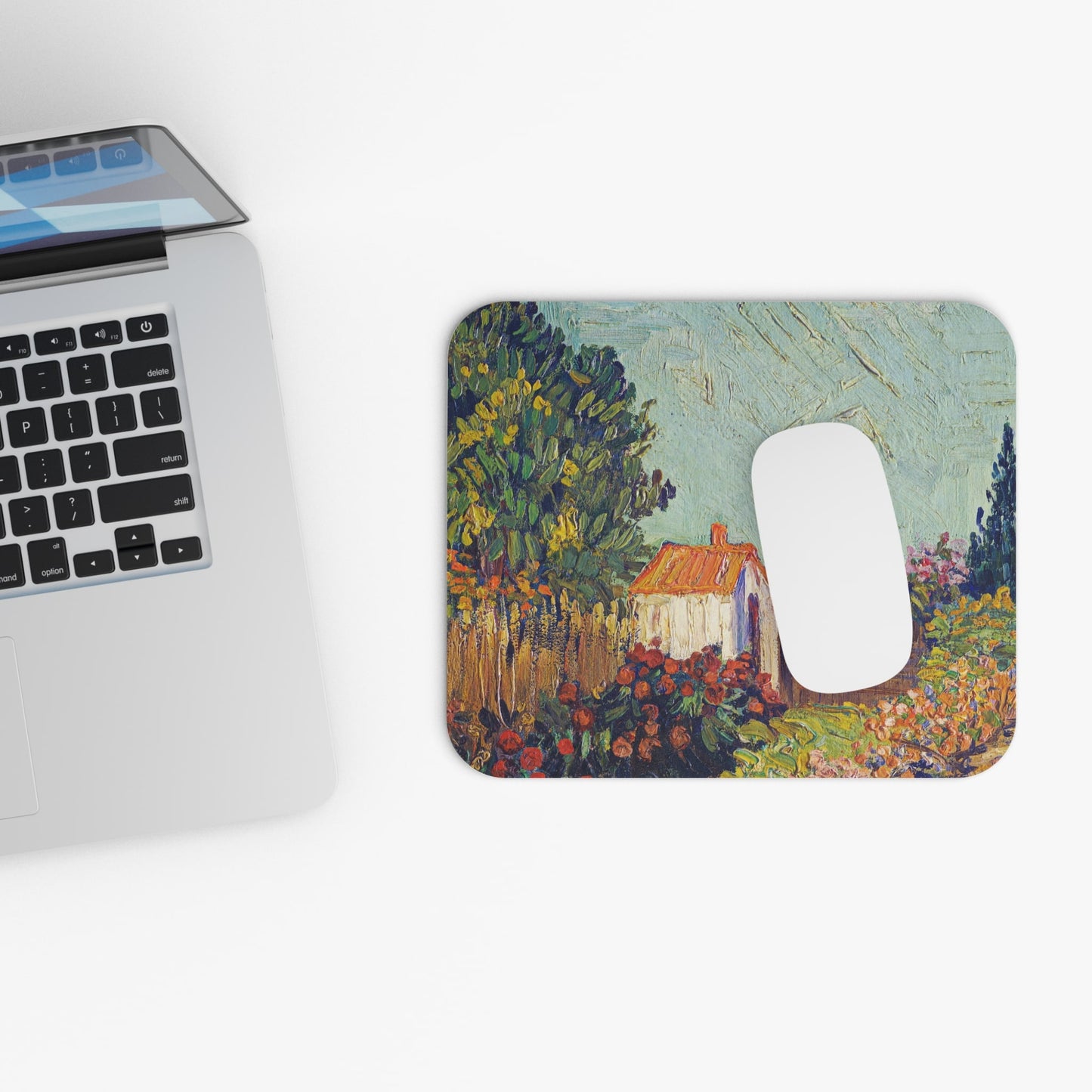 Vintage Nature Design Laptop Mouse Pad with White Mouse