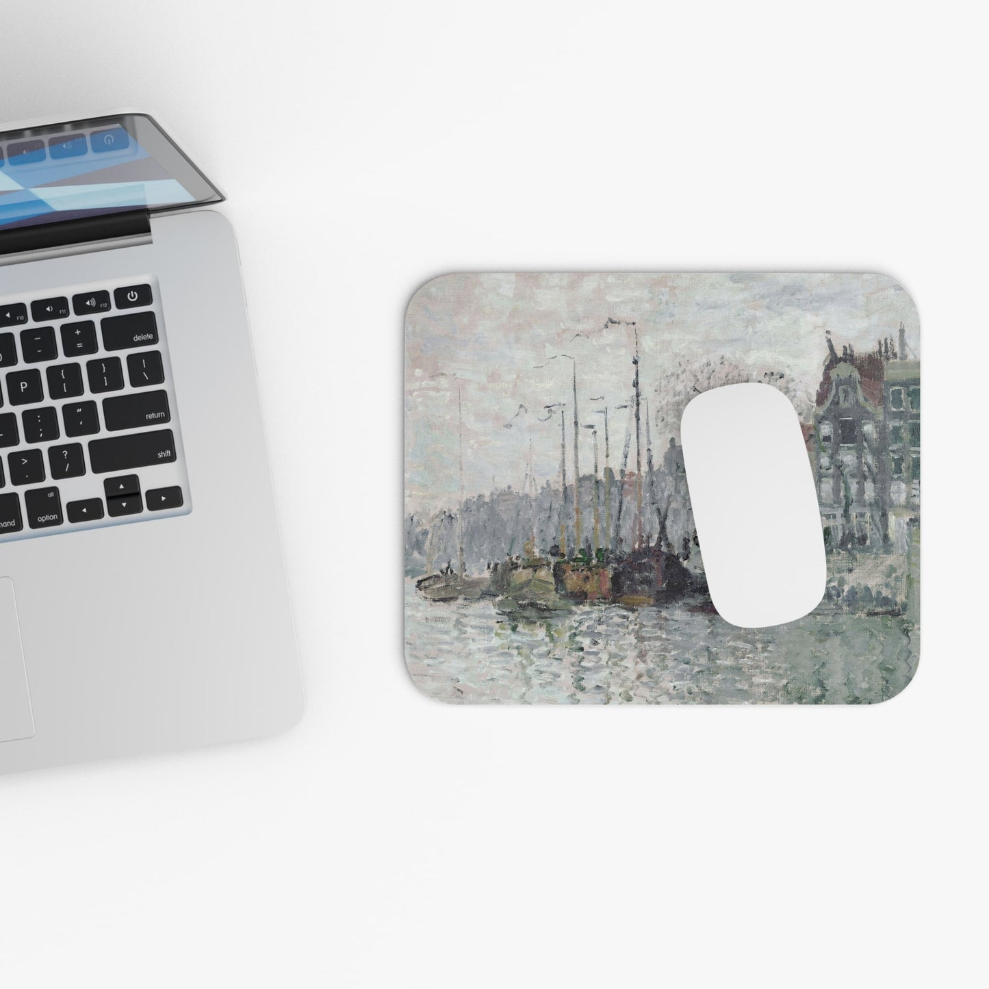 Vintage Nautical Design Laptop Mouse Pad with White Mouse