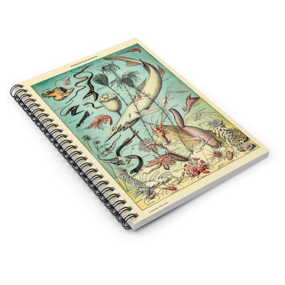 Vintage Ocean Spiral Notebook Laying Flat on White Surface