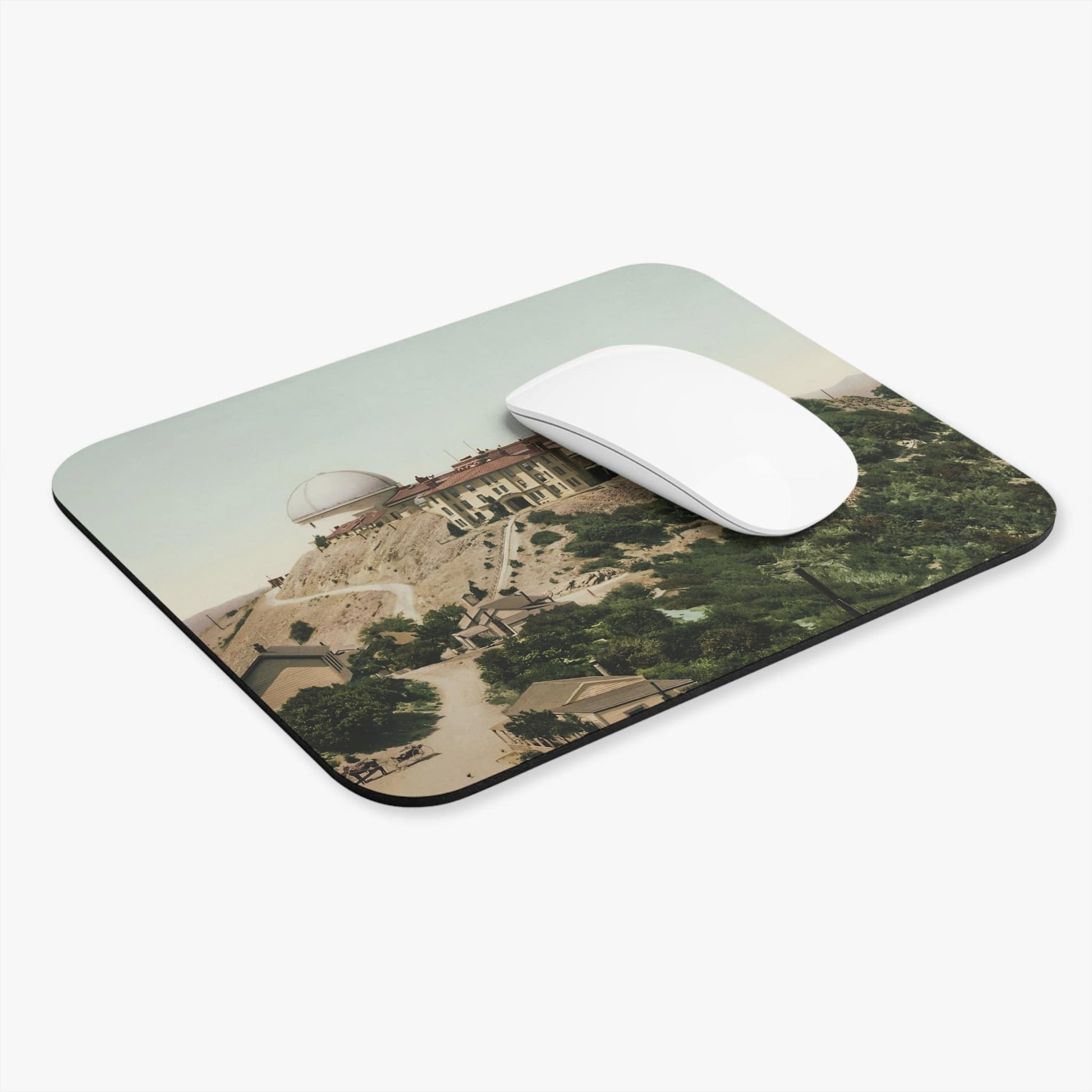 Vintage Photograph Computer Desk Mouse Pad With White Mouse