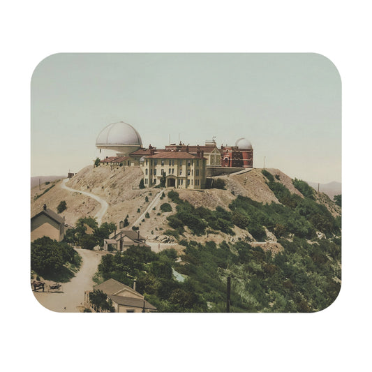 Vintage Photograph Mouse Pad with Lick Observatory design, desk and office decor showcasing vintage observatory photos.
