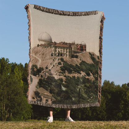 Vintage Photograph Woven Blanket Held Up Outside