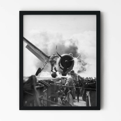 Vintage Plane Crash Photo Art Print in Black Picture Frame