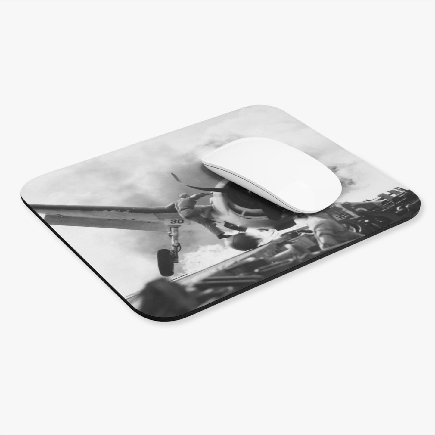 Vintage Plane Crash Photo Mouse Pad | WWII Art Desk & Office Decor