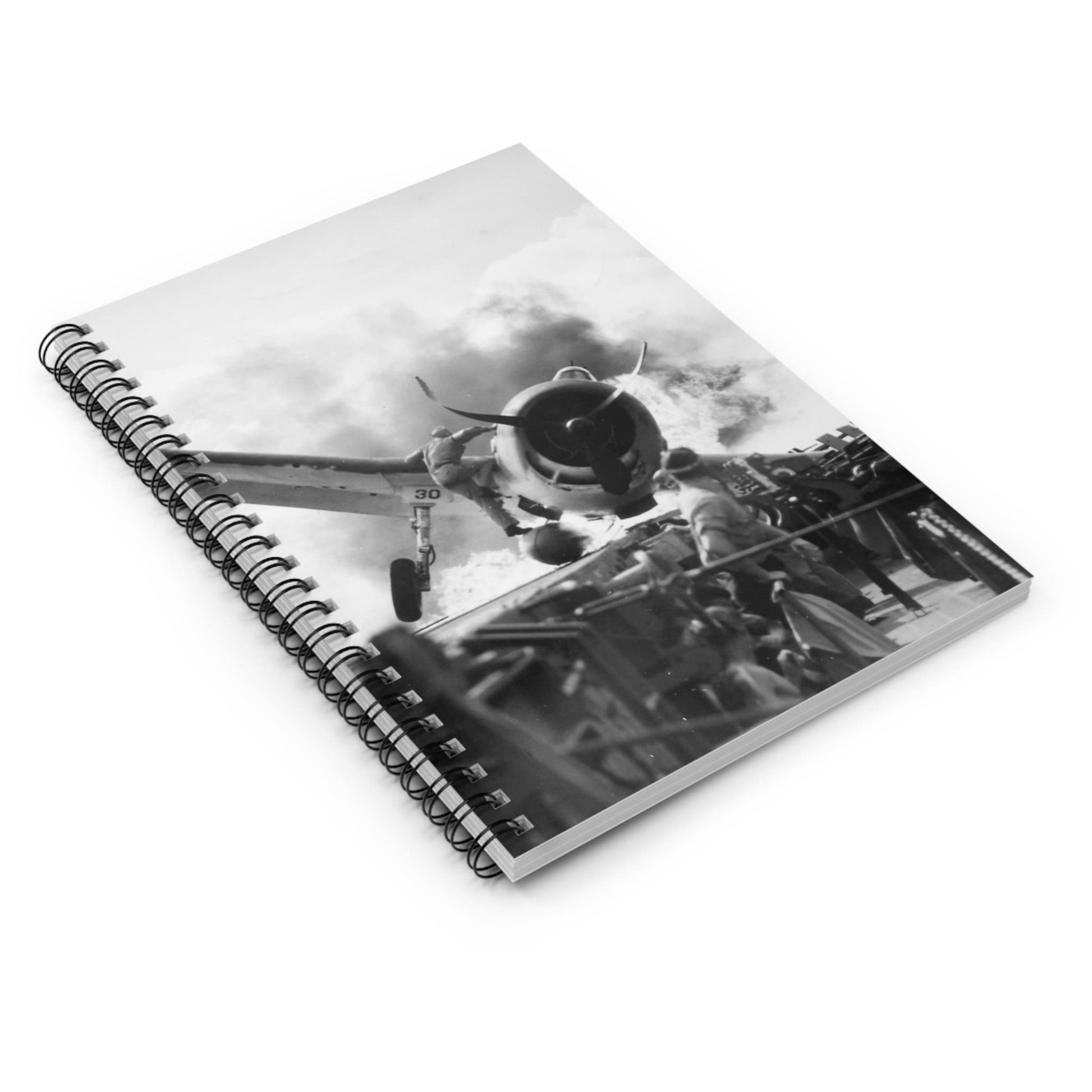 Vintage Plane Crash Photo Spiral Notebook Laying Flat on White Surface