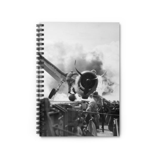 Vintage Plane Crash Photo Notebook with WWII cover, ideal for journals and planners, showcasing vintage WWII plane crash photos.