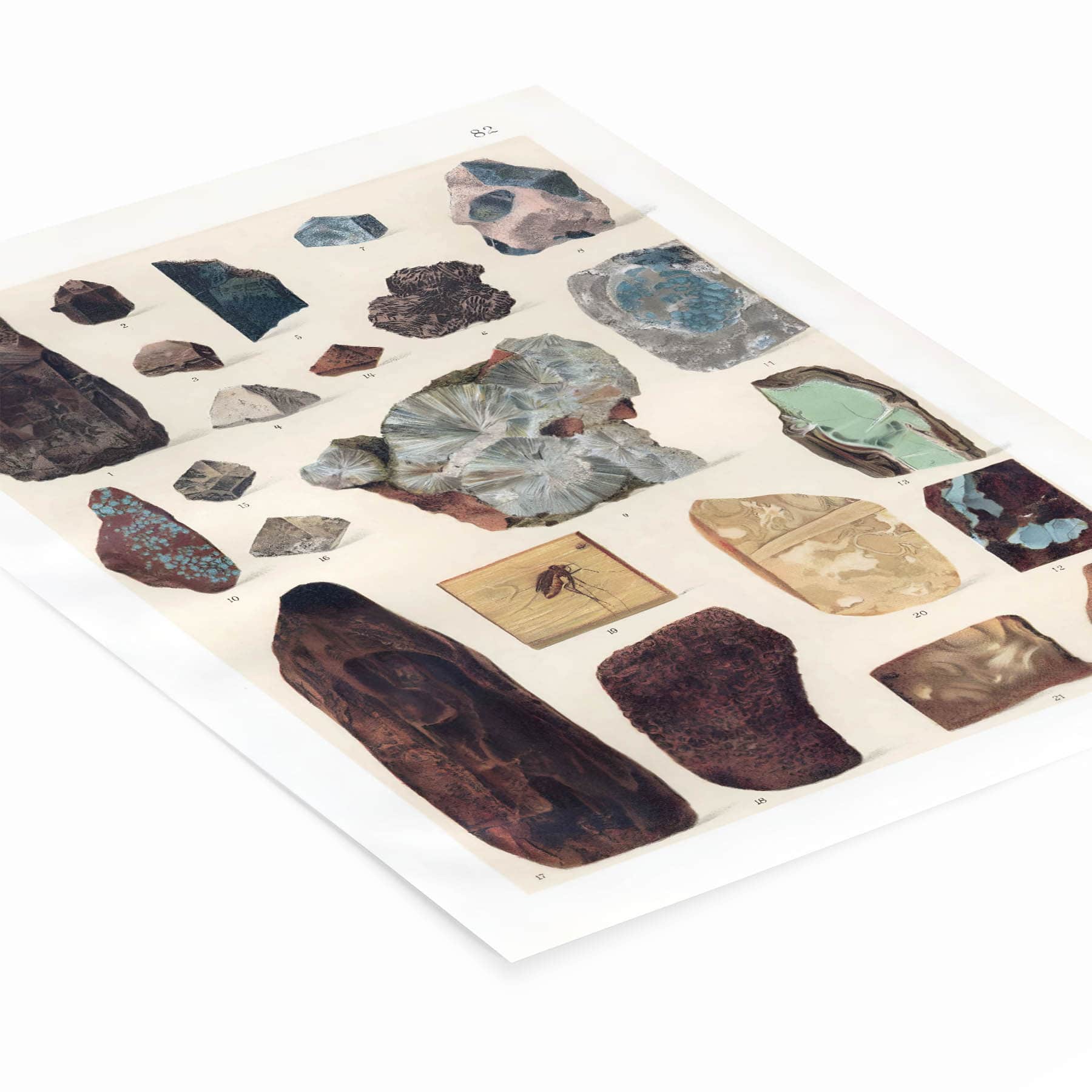 Unique Gemstone Art Print Laying Flat on a White Background