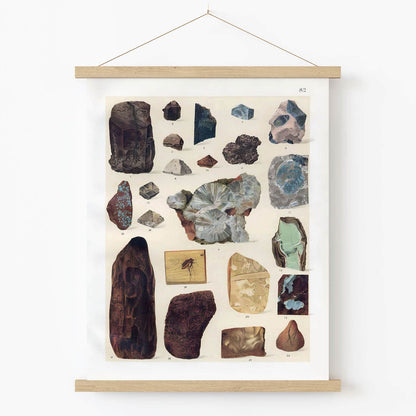 Unique Gemstone Art Print in Wood Hanger Frame on Wall