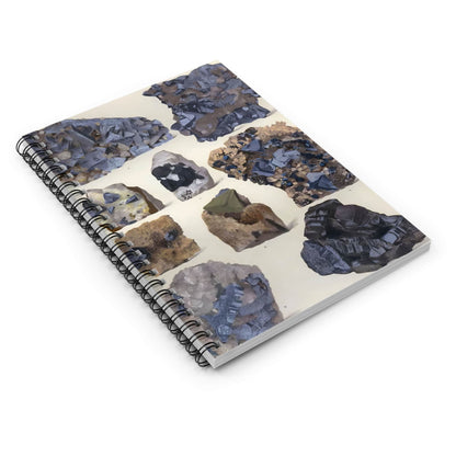 Vintage Rocks and Crystals Spiral Notebook Laying Flat on White Surface