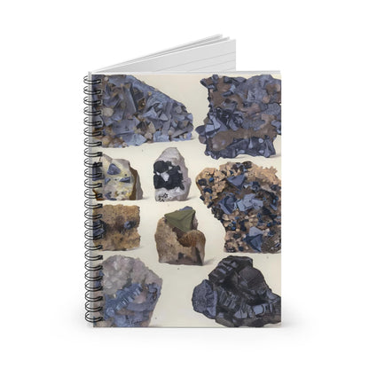 Vintage Rocks and Crystals Spiral Notebook Standing up on White Desk
