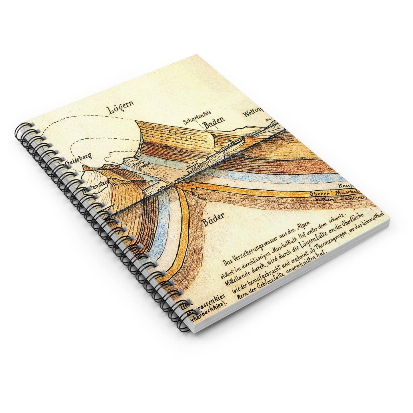 Vintage Scientific Spiral Notebook Laying Flat on White Surface