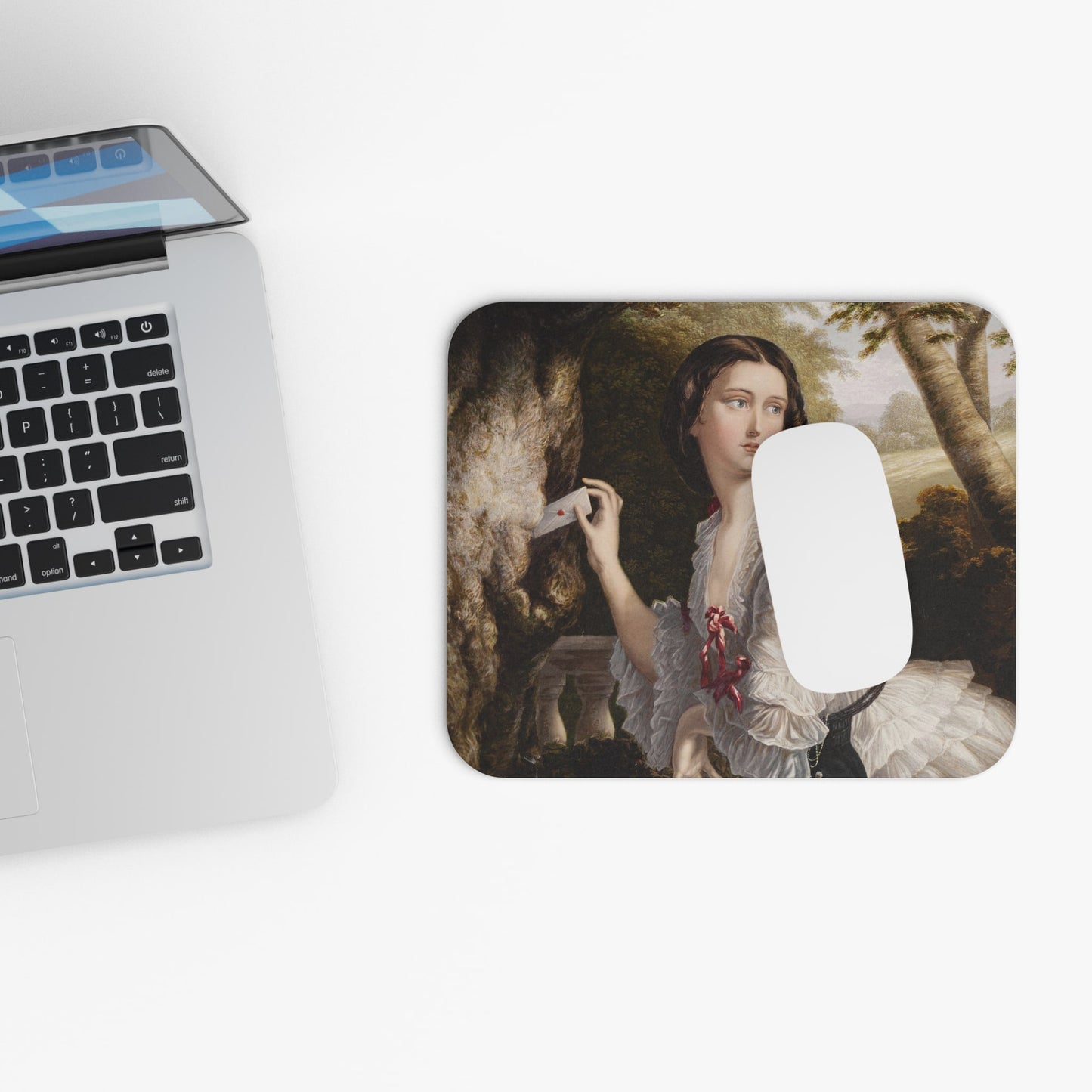 Vintage Secret Romance Design Laptop Mouse Pad with White Mouse