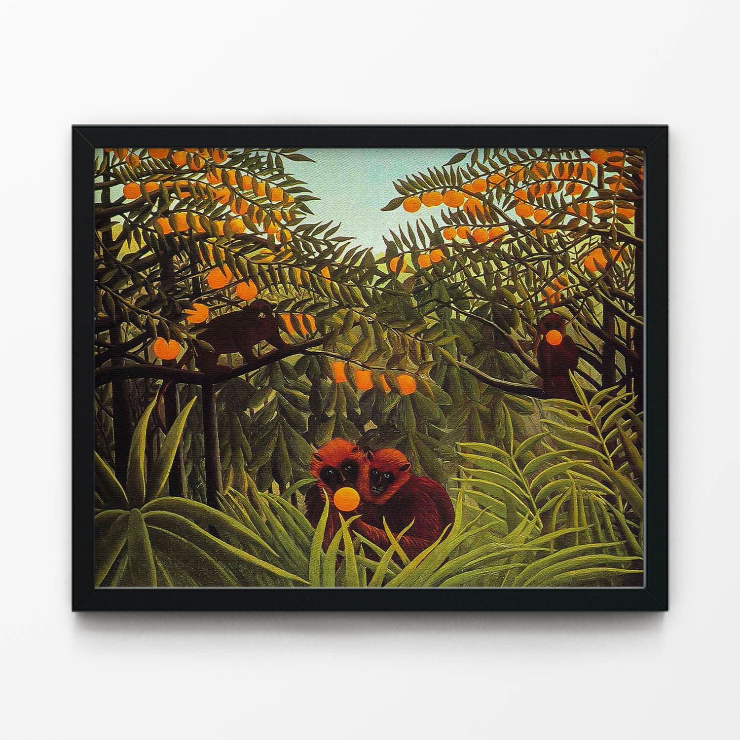 Lush Jungle Painting in Black Picture Frame