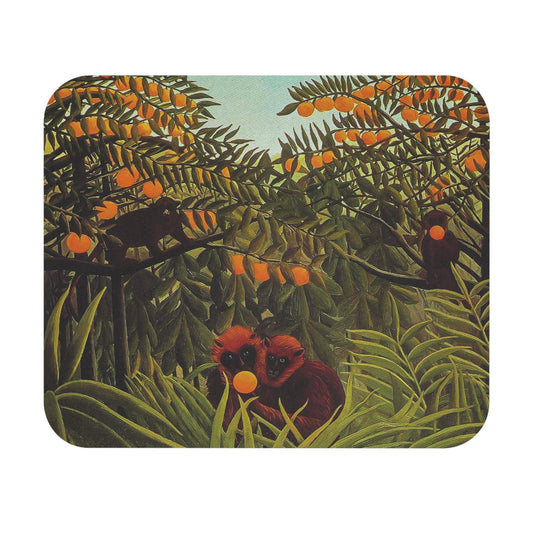 Vintage Tropical Mouse Pad showcasing wild apes art, ideal for desk and office decor.