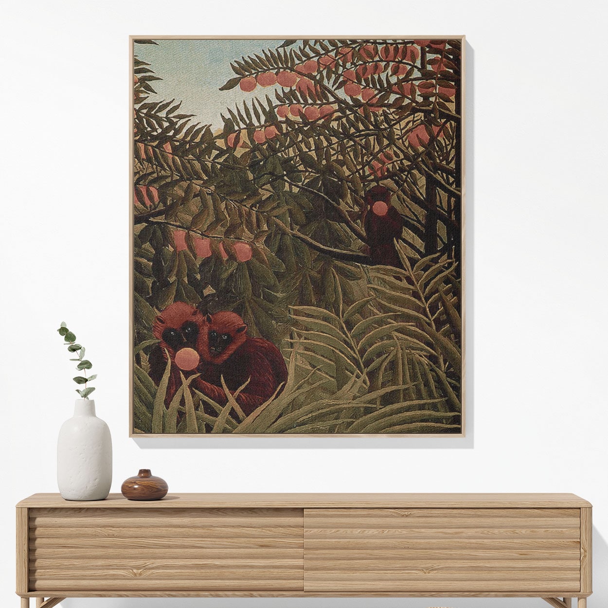 Vintage Tropical Woven Blanket Woven Blanket Hanging on a Wall as Framed Wall Art