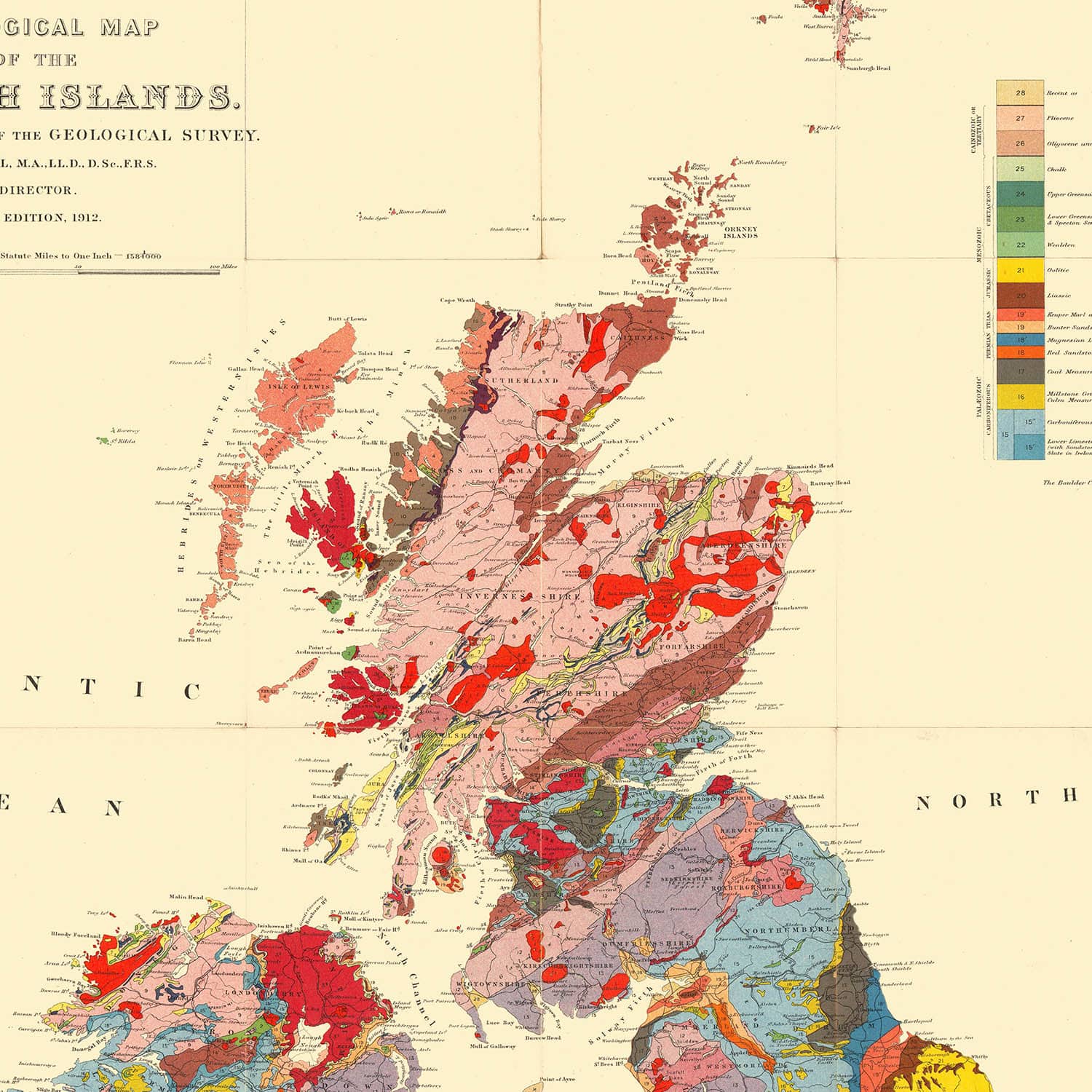 Vintage United Kingdom Map Art Print Close Up Detail Shot 2