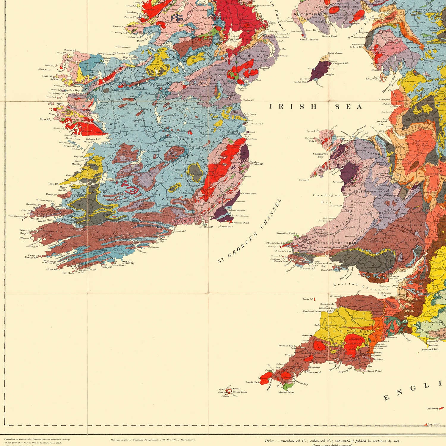 Vintage United Kingdom Map Art Print Close Up Detail Shot