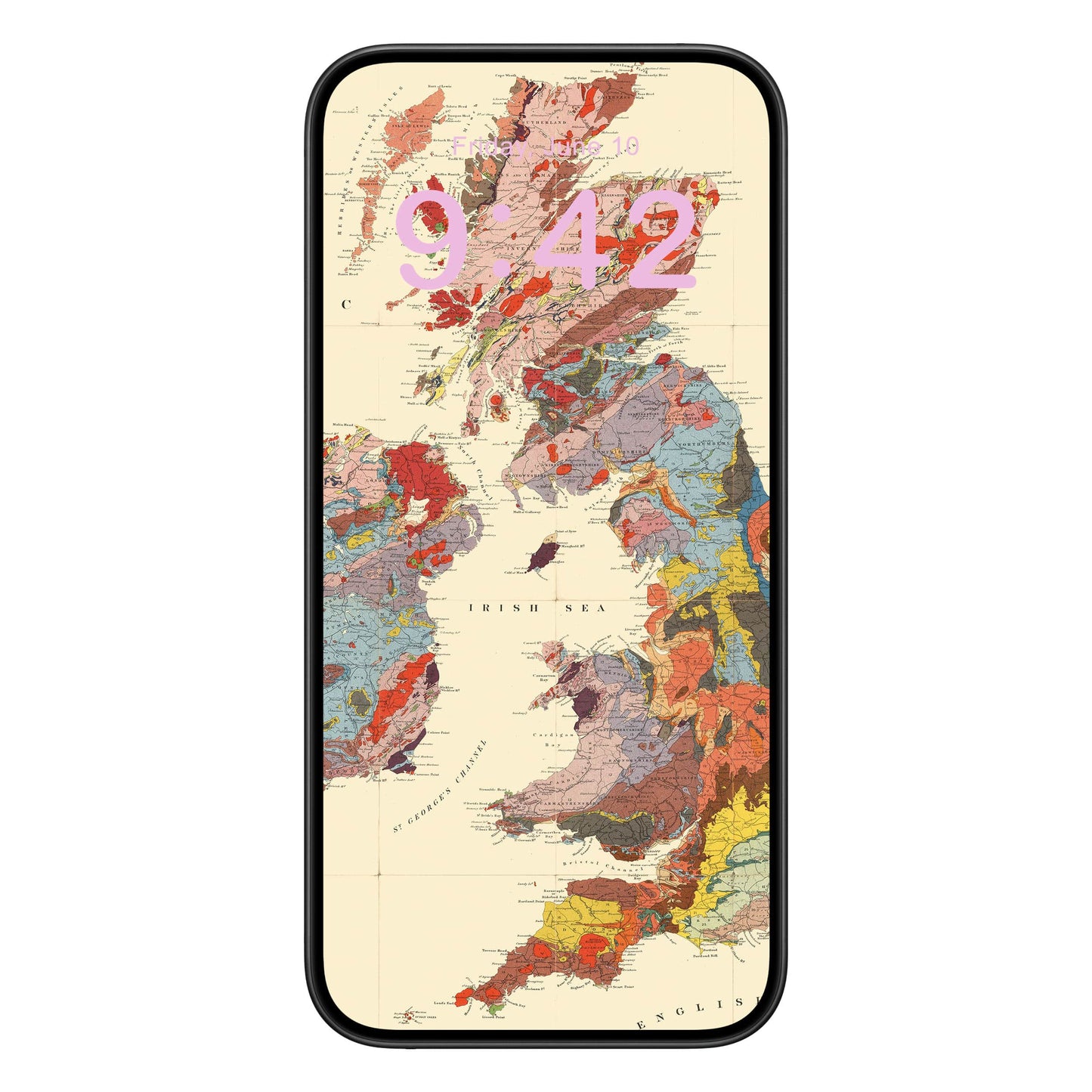 Vintage United Kingdom Map Phone Wallpaper Pink Text