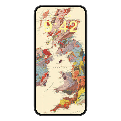 Vintage United Kingdom Map Phone Wallpaper Yellow Text