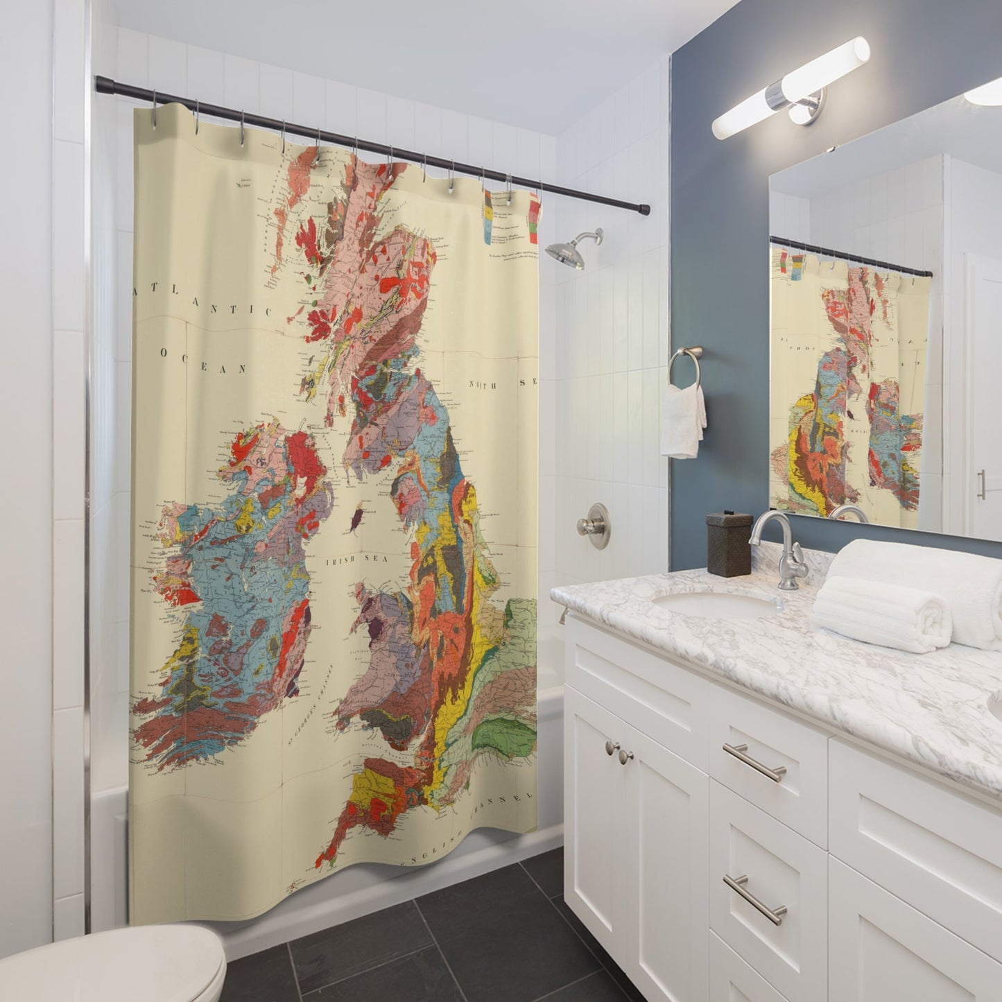 Vintage United Kingdom Map Shower Curtain Best Bathroom Decorating Ideas for Science Decor