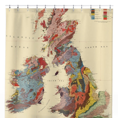 Vintage United Kingdom Map Shower Curtain Close Up, Science Shower Curtains