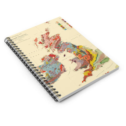 Vintage United Kingdom Map Spiral Notebook Laying Flat on White Surface