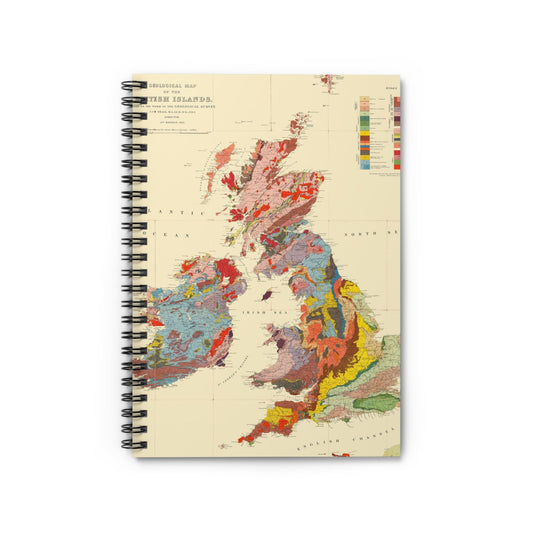 Vintage United Kingdom Map Notebook with colorful maps cover, ideal for journals and planners, showcasing vintage UK maps.