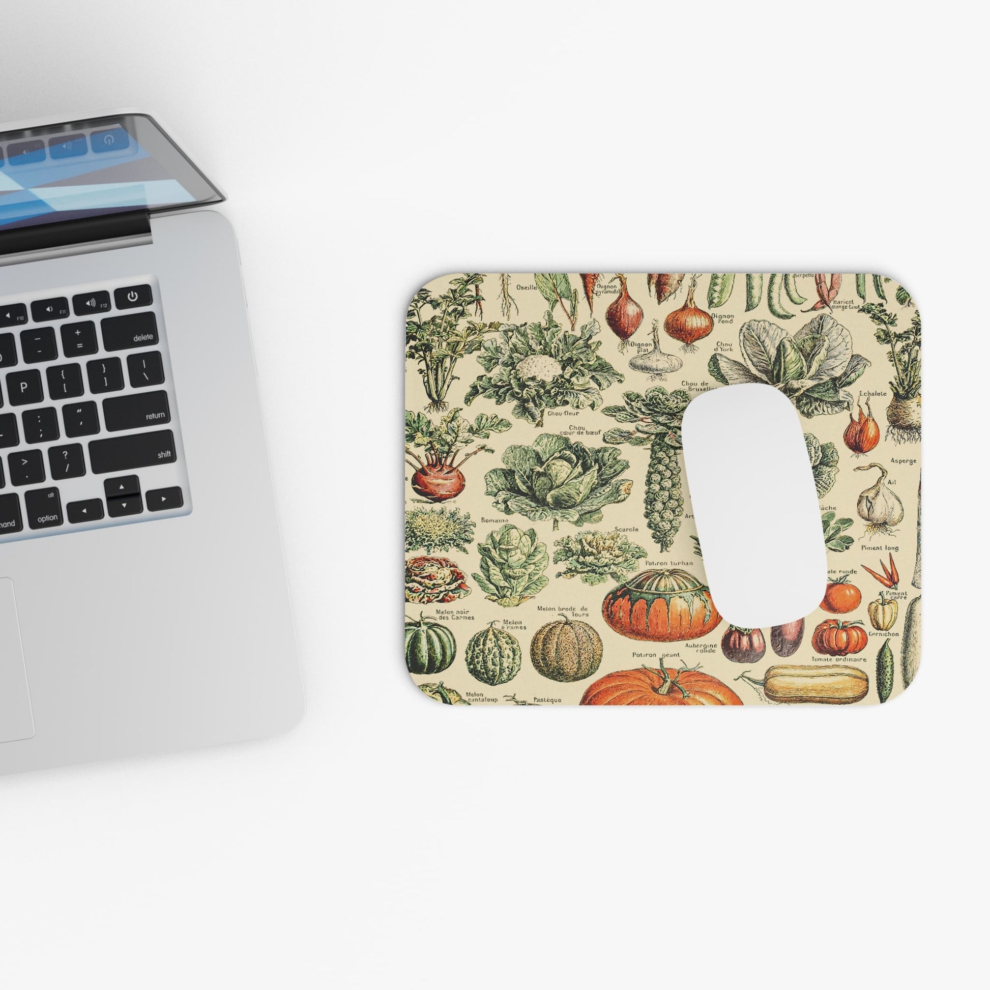 Vintage Vegetarian Design Laptop Mouse Pad with White Mouse