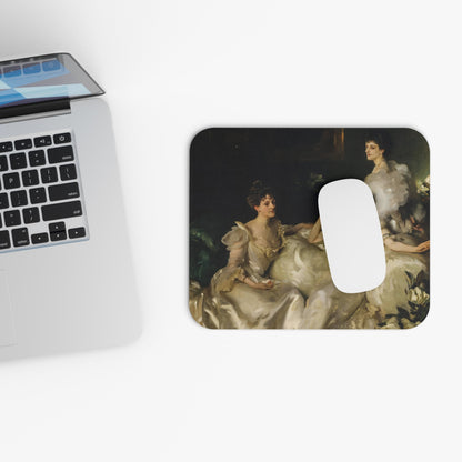 Vintage Victorian Era Aesthetic Design Laptop Mouse Pad with White Mouse