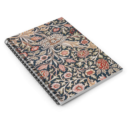 Vintage Wallpaper Spiral Notebook Laying Flat on White Surface