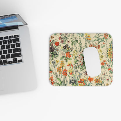 Vintage Wildflower Design Laptop Mouse Pad with White Mouse