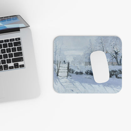 Vintage Winter Design Laptop Mouse Pad with White Mouse