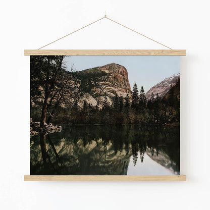 Mt. Watkins and Half Dome Art Print in Wood Hanger Frame on Wall