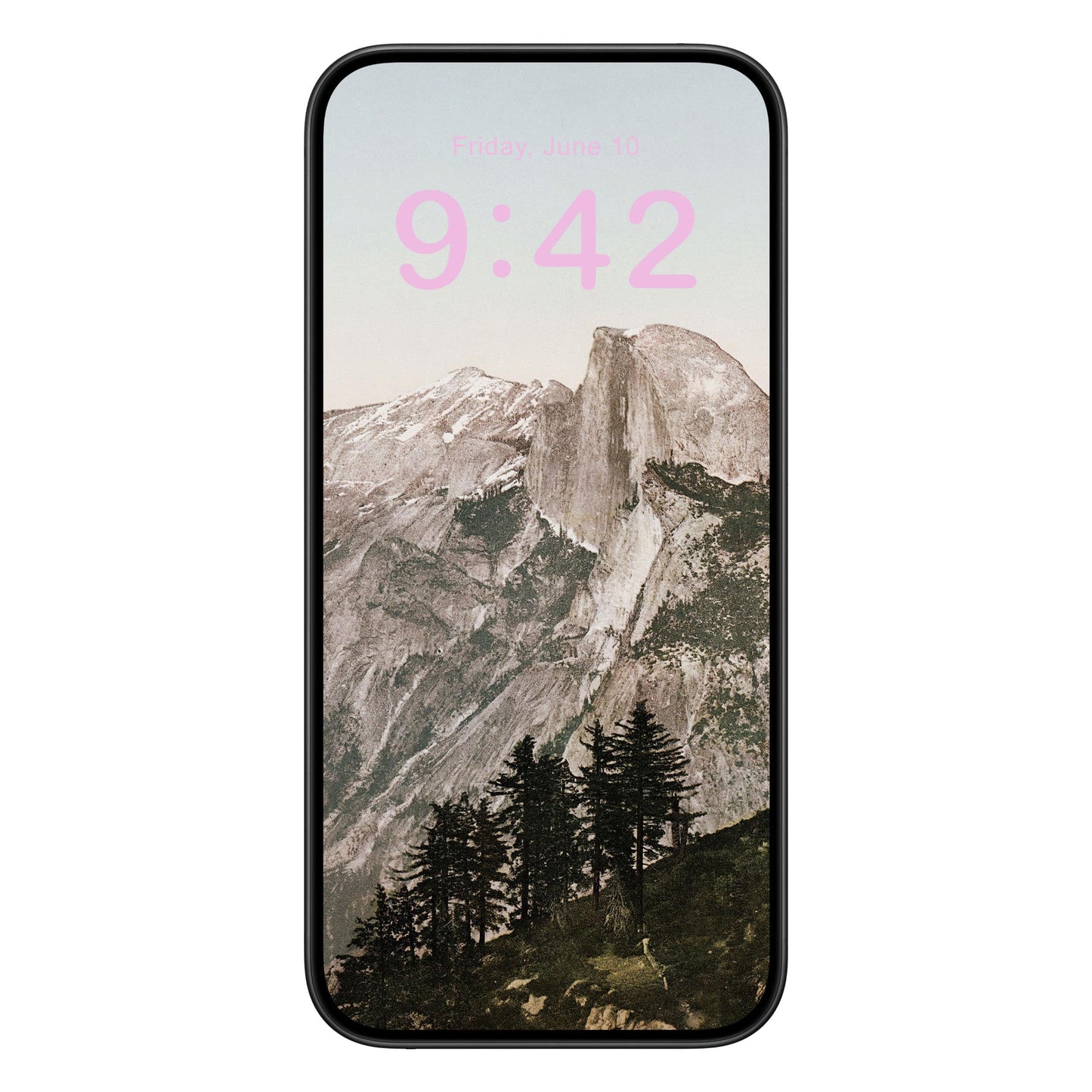 Vintage Yosemite National Park Phone Wallpaper Pink Text