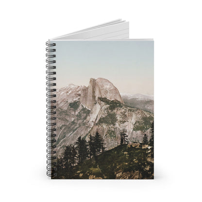 Vintage Yosemite National Park Spiral Notebook Standing up on White Desk