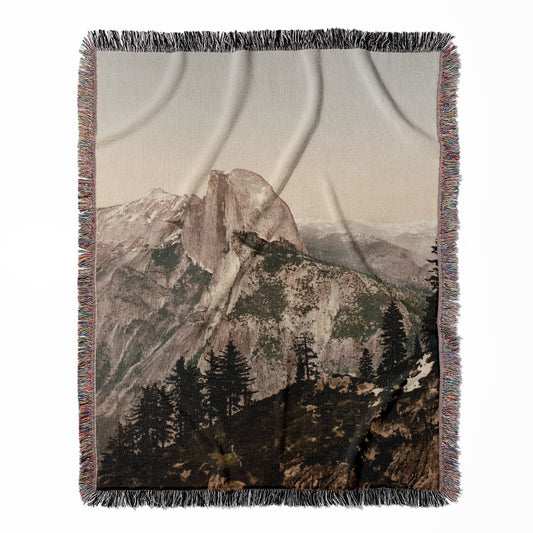 Glacier Point woven throw blanket, crafted from 100% cotton, offering a soft and cozy texture with a Yosemite National Park theme for home decor.
