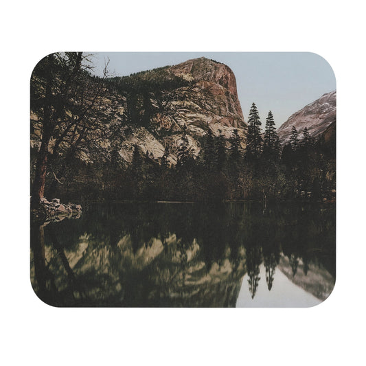 Yosemite National Park Mouse Pad highlighting Mirror Lake nature, enhancing desk and office decor.