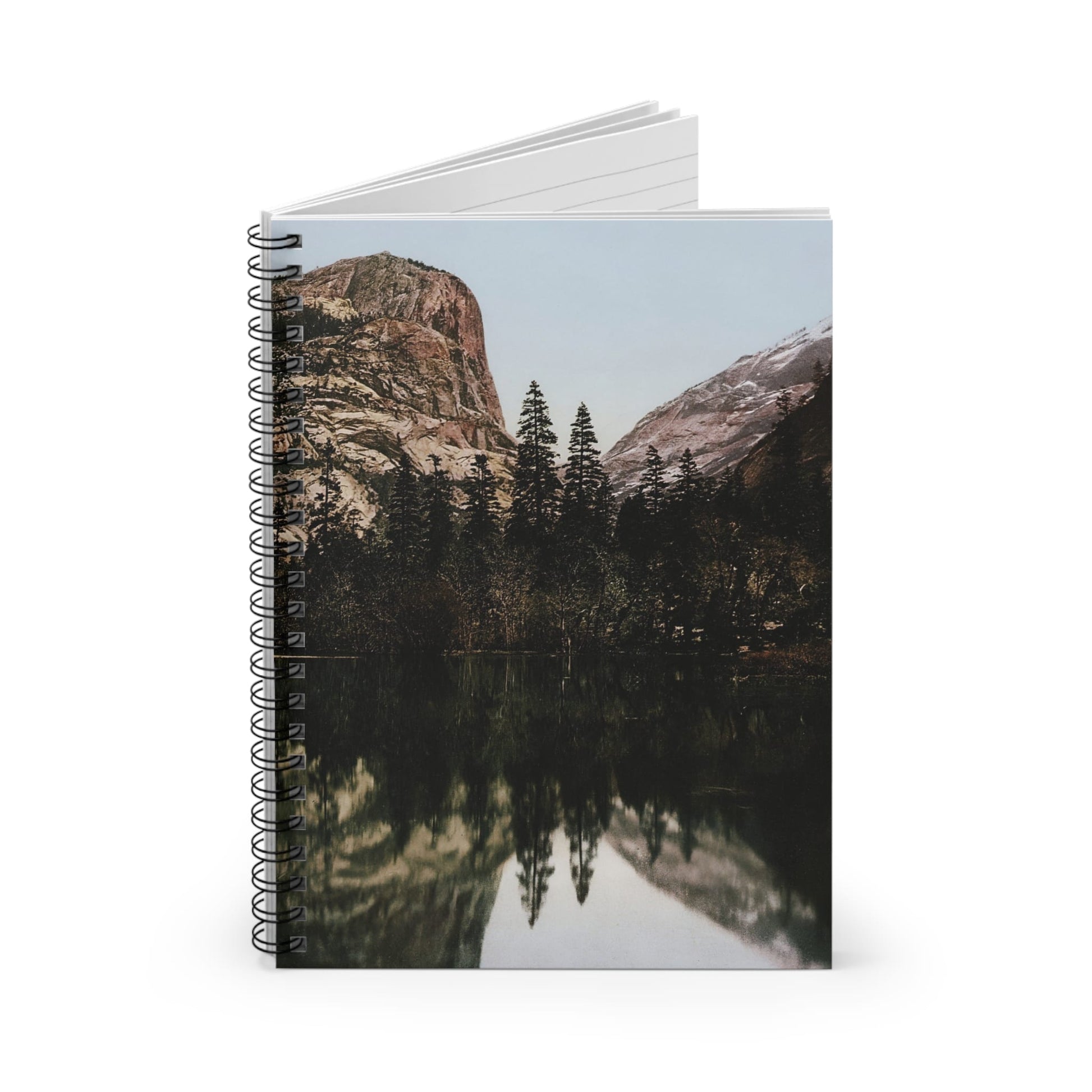 Vintage Yosemite National Park Spiral Notebook Standing up on White Desk