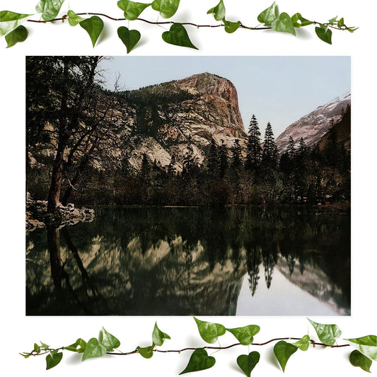Vintage Yosemite National Park art print mirror lake vintage wall art