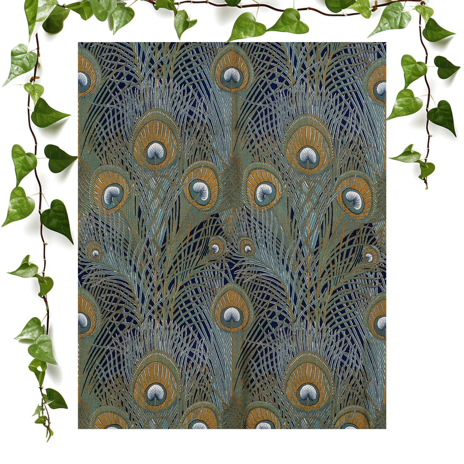 Boho Aesthetic art print peacock feathers, vintage wall art room decor