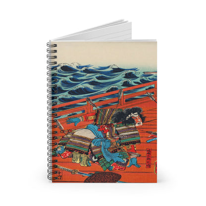 Warrior on a Boat Spiral Notebook Standing up on White Desk