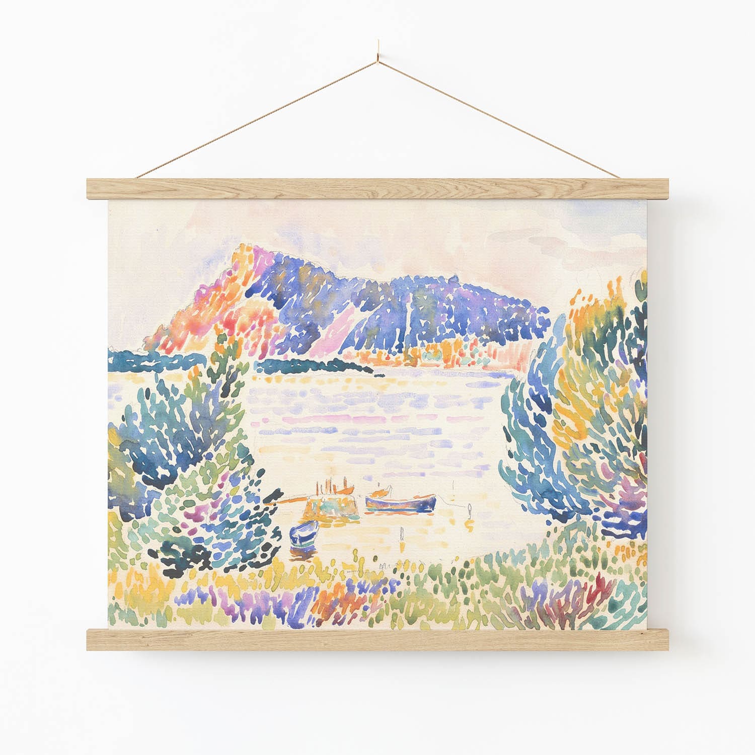 Calm and Peaceful Art Print in Wood Hanger Frame on Wall