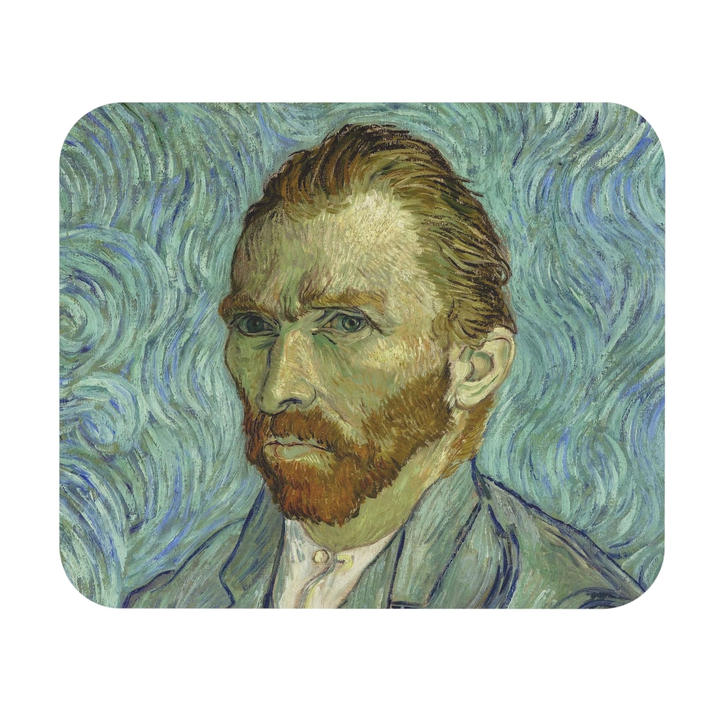Van Gogh Self Portrait Mouse Pad featuring eclectic art, adding artistic flair to desk and office decor.