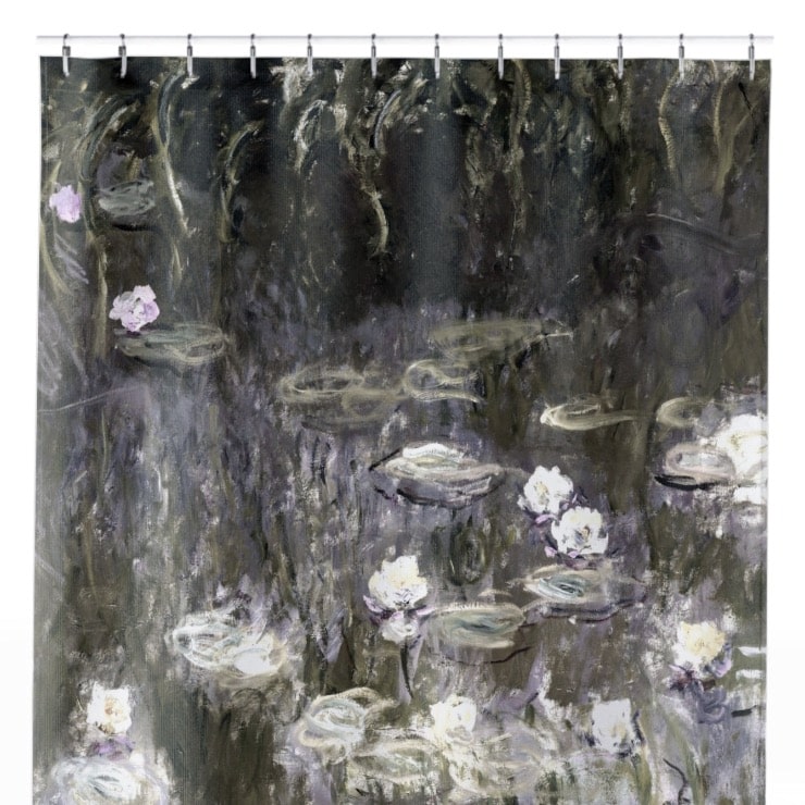 White Lilies on a Pond Shower Curtain Close Up, Landscapes Shower Curtains