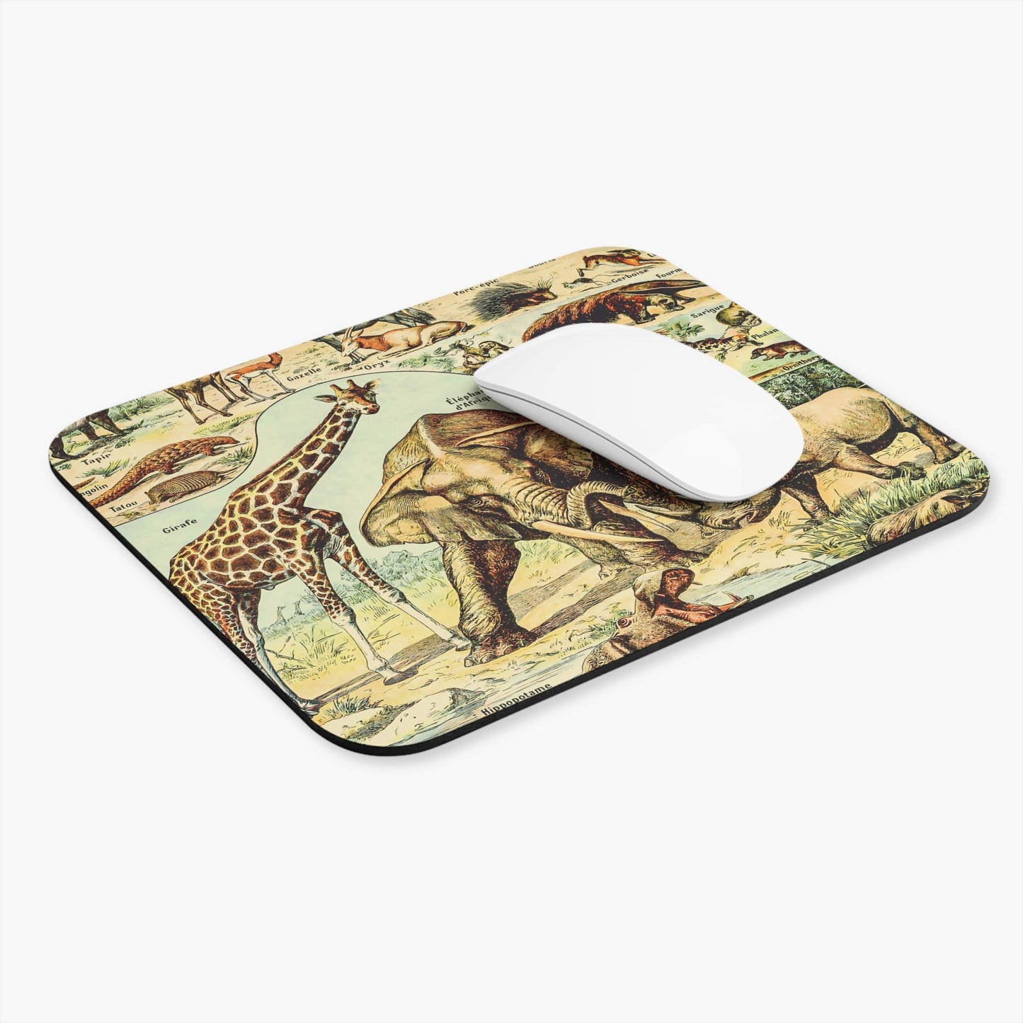 Wild Animals Computer Desk Mouse Pad With White Mouse