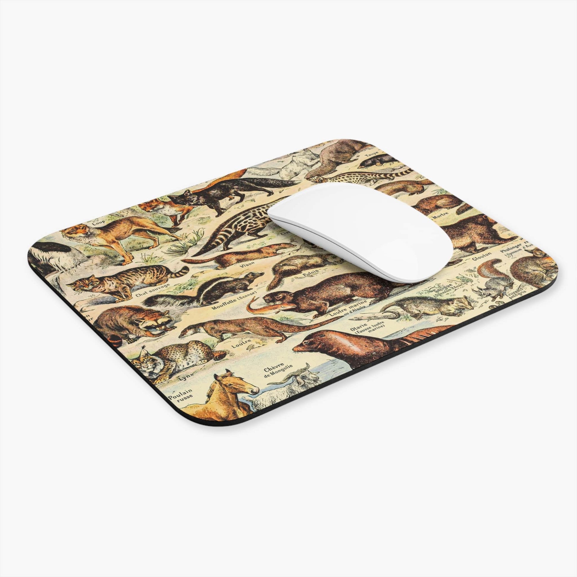 Wild Animals Computer Desk Mouse Pad With White Mouse