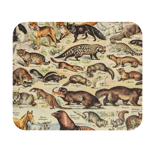 Wild Animals Mouse Pad with a fun cute animal chart design, adding whimsy to desk and office decor.