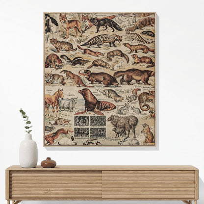 Wild Animals Woven Blanket Hanging on a Wall as Framed Wall Art